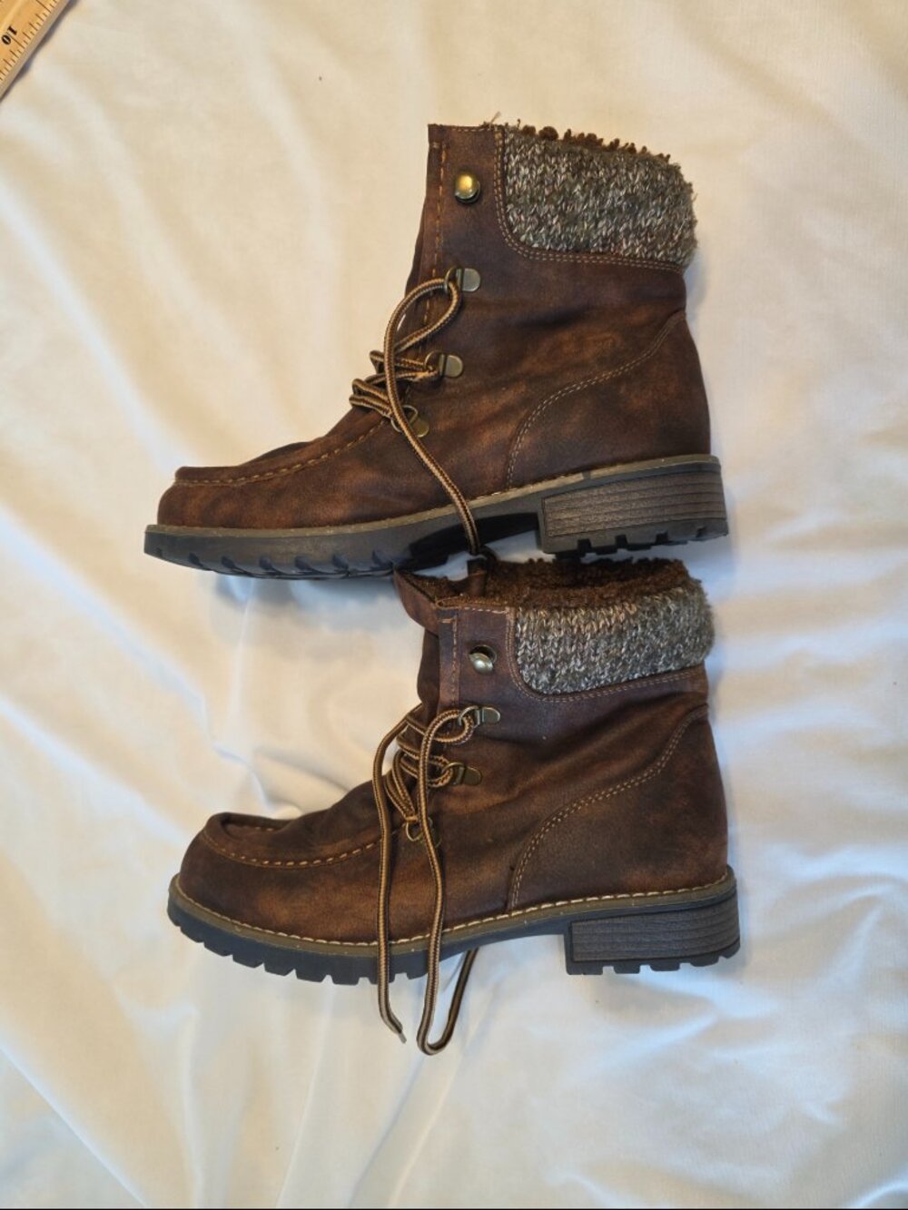 MUK LUKS Women's Hiker Rocky Boots Faux Leather Sz 8.5 Cottagecore Outdoor Shoes - Picture 6 of 10